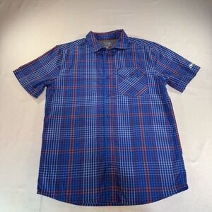 Mountain Hardwear Shirt Mens Sm.Blue Plaid Short Sleeve Button Down Hiking Trail